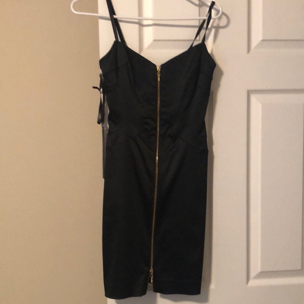 XS satin Bebe dress with front zipper
